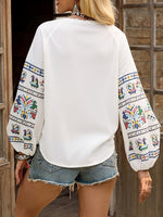 Load image into Gallery viewer, Ethnic Embroidered Loose Long Sleeve Shirt Women N6D099