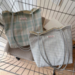 Load image into Gallery viewer, Polka Dot Plaid Lace Canvas Shoulder Bag Women N6F180