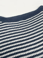Load image into Gallery viewer, Off Shoulder Stripe Knit Sweater Drop Sleeve Women N6B031