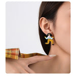 Load image into Gallery viewer, Funny Cartoon Earrings Unique Drop Enamel Design S5P878
