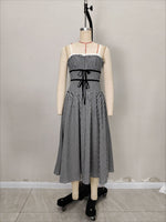 Load image into Gallery viewer, Plaid Strapless Ruched A-Line Maxi Dress Women N6F222