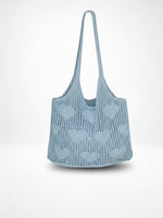 Load image into Gallery viewer, Vintage Knit Heart Mesh Tote Bag Women N6C068