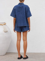 Load image into Gallery viewer, Denim Shirt Shorts Set Relaxed Fit N5Z228