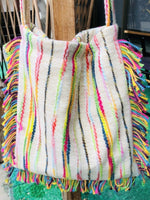Load image into Gallery viewer, Colorful Stripe Fringe Tote Bag Women N6B107