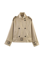 Load image into Gallery viewer, Loose Belted Double-Breasted Stand Collar Coat Women N6H125