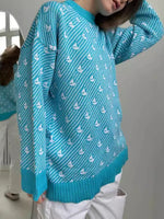 Load image into Gallery viewer, Sailboat Print Knit Sweater Women Multiple Colors N5A539