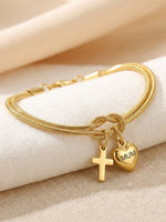 Load image into Gallery viewer, MUM Heart Cross Link Bracelet Women N6D525