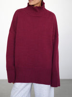 Load image into Gallery viewer, Solid High Neck Knit Sweater Women Multiple Colors N5A601