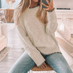 Load image into Gallery viewer, Round Neck Split Hem Sweater Women Multiple Colors N5A799