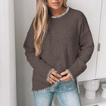 Load image into Gallery viewer, Round Neck Split Hem Sweater Women Multiple Colors N5A799