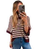 Load image into Gallery viewer, Color Block Crew Neck Oversized Sweater Women N6B087