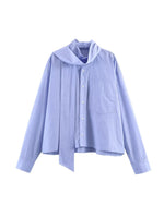 Load image into Gallery viewer, Bow Tie Scarf Collar Blouse Women N6C096