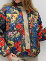 Load image into Gallery viewer, Geometric Love Quilted Jacket Women Teal Blue N5A572