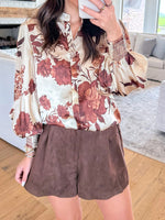 Load image into Gallery viewer, Shirt Collar Long Sleeve Floral Print Shirt Women N6B105
