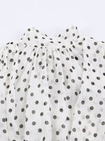 Load image into Gallery viewer, Chiffon Pleated Polka Dot Blouse Stand Collar N6F199