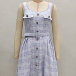 Load image into Gallery viewer, Purple A Line Belted Umbrella Dress Women N5A920