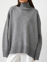 Load image into Gallery viewer, Solid High Neck Knit Sweater Women Multiple Colors N5A601