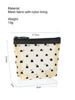 Load image into Gallery viewer, Beige Mesh Black Heart Makeup Pouch Women N6B151