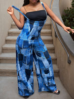 Load image into Gallery viewer, Blue Irregular Patchwork Print Bloomer Jumpsuit N6C201