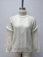 Load image into Gallery viewer, Oversized Cable Knit Turtleneck Arctic Fleece Pullover N6G182