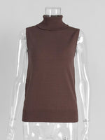 Load image into Gallery viewer, Knit Sleeveless Vest High Neck Tank Top Women Simple N6G132