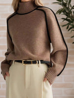 Load image into Gallery viewer, High Neck Stripe Knit Sweater Women Multiple Colors N5A596