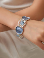 Load image into Gallery viewer, Hand-Painted Geometric Rose Stretch Bangle N6C214