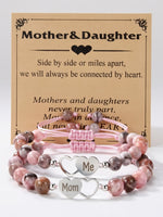Load image into Gallery viewer, Pink Zebra Stone Beaded Mother Daughter Bracelet Set N6D527