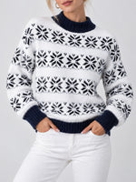 Load image into Gallery viewer, Snowflake Half High Collar Knit Sweater Women N6H260