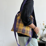 Load image into Gallery viewer, Purple Corduroy Reversible Shoulder Bag S5P274