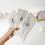 Load image into Gallery viewer, Cartoon Embroidered White Crew Socks Women M5A306