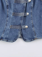 Load image into Gallery viewer, Denim Vest Knot Front Slim Fit Sleeveless N6F192