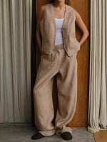 Load image into Gallery viewer, Linen Blend Wide Leg Trousers Women Multiple Colors N5A549