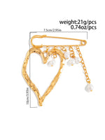 Load image into Gallery viewer, Lava Heart Alloy Pearl Fringe Brooch Pin N6B020