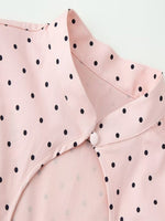 Load image into Gallery viewer, Pink Polka Dot Openwork Short Sleeve Shirt Women N6E154