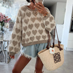 Load image into Gallery viewer, Short Knit Sweater Women Sweet Heart Jacquard N5A873