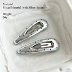 Load image into Gallery viewer, Sea Salt Blue Polka Dot Waterdrop Hair Clip Women S5P908