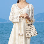 Load image into Gallery viewer, Handwoven Maple Bead Bamboo Hdl Woven Bag Women S5P965