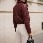 Load image into Gallery viewer, Retro Notch Collar PU Jacket Women Faux Leather Coat N5A774