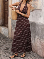 Load image into Gallery viewer, Polka Dot Halter Deep V-neck Maxi Dress Women N6C239