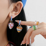 Load image into Gallery viewer, Glass Heart Earrings Women Colorful Enamel Drop S5P885