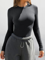 Load image into Gallery viewer, Ribbed Round Neck Long Sleeve T-Shirt Women Slim Fit N6A185