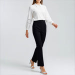 Load image into Gallery viewer, Black Flare Pants Office Casual High Waist Wide Leg N5A900