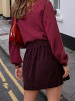 Load image into Gallery viewer, Corduroy A Line Bodycon Skirt Women Burgundy N5A690