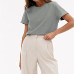 Load image into Gallery viewer, Cotton Crew Neck T-Shirt Short Sleeve Casual Top N6A149