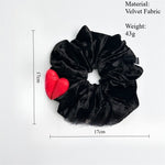 Load image into Gallery viewer, Plush Heart Scrunchy Women Large 17cm Velvet Hair Tie S5P778