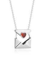 Load image into Gallery viewer, Heart Envelope Locket Photo Necklace Red Zircon N6C181