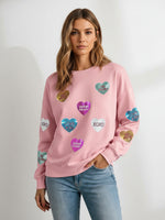 Load image into Gallery viewer, Heart Print Crew Neck Sweatshirt Spring Women N6B072