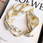Load image into Gallery viewer, Womens Pearl Magnetic Clasp Slim Scarf N6K256
