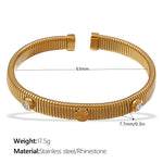 Load image into Gallery viewer, Four Leaf Clover Bangle Titanium Steel Plated Elastic S5P090